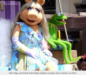 Miss Piggy and Kermit at the Magic Kingdom courtesy Ross Hawkes via Flickr