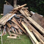 pile of wood that used to be our deck