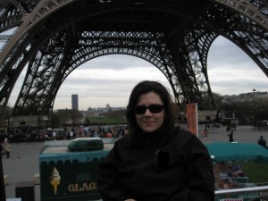 Me in front of the base of the Eiffel Tower