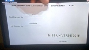 Iindex card shows first and second runner up in small print to the left and at the bottom far right, the winner's name