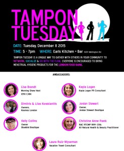 snip from the Tampon Tuesday website showing the fuschia logo and all of the ambassadors including me