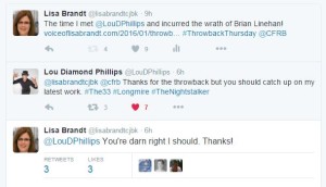 converstation between Lou Diamond Phillips and me on Twitter where he says I should get to know his latest work