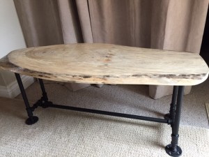 live edge table with metal legs