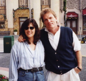 radio legend Scott Shannon and I posing in front of a building facade at Universal Studios