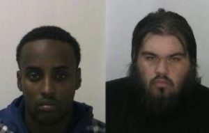 mug shots of Samatar Ali, black man about 25, and Billy MacDonald, white guy with beard and an unhappy demeanour