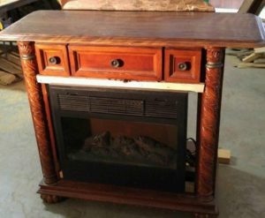 vanity with hole cut out for electric fireplace