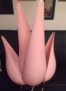 pink tulip lamp is about 2 feet tall