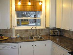 cupboards redone in shaker style, all painted in fresh white