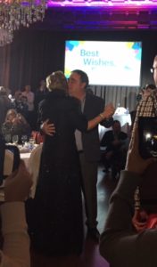 Her "guys" danced her out of the ballroom. Here, she's dancing with Mike Cooper