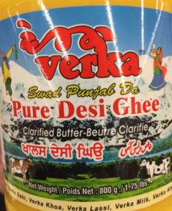 label of Verka Pure Desi Ghee in 800g jar