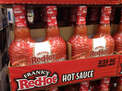 A case of Frank's Red Hot sauce at Costco