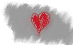 Red heart in a grey background