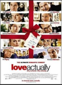 Love Actually DVD cover with photos of its biggest stars including Alan Rickman, Colin Firth, Kiera Knightly and Hugh Grant