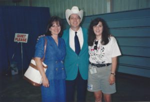 Me with Junior Brown and his wife. Jr is a small man who wears a very big hat
