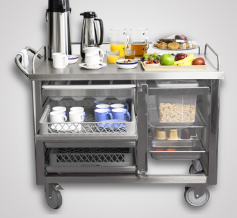 hospital food and beverage cart in stainless steel