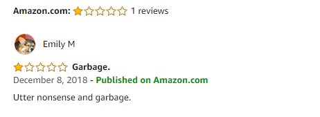 One star review by Emily M reads "Utter nonsense and garbage". 