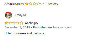 One star review by Emily M reads "Utter nonsense and garbage".