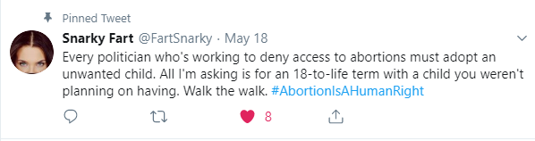 Snarky Fart tweet calls on anti-abortion politicians to adopt children from foster care. 