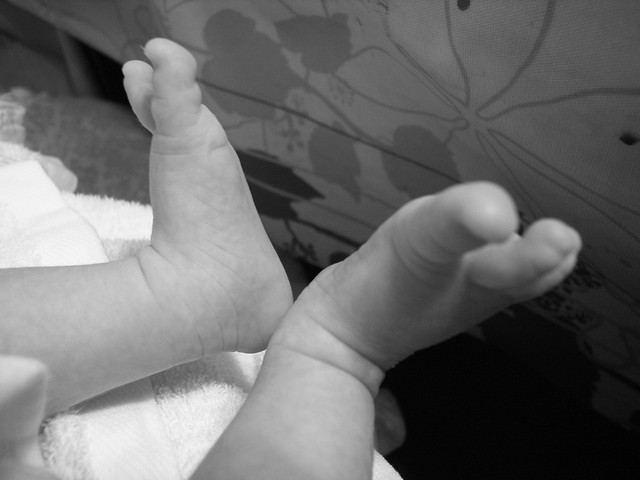 closeup of infant feet
