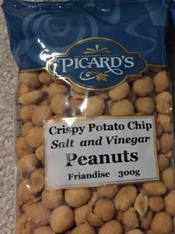 A bag of Picard's crispy potato chip salt and vinegar peanuts in a 300g bag.