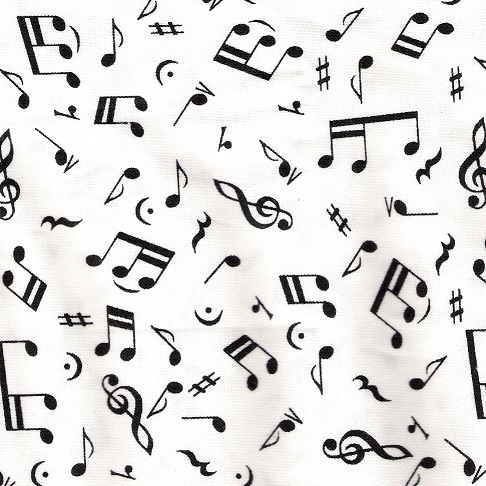 random black music notes spread out on a white blackground