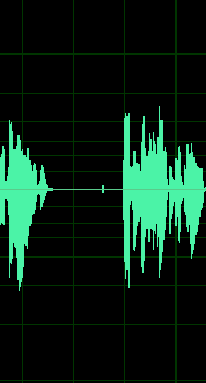 A tiny, vertical green line between two bits of audio. 