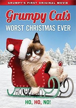 Cover of the DVD for Grumpy Cat's Worst Christmas Ever.