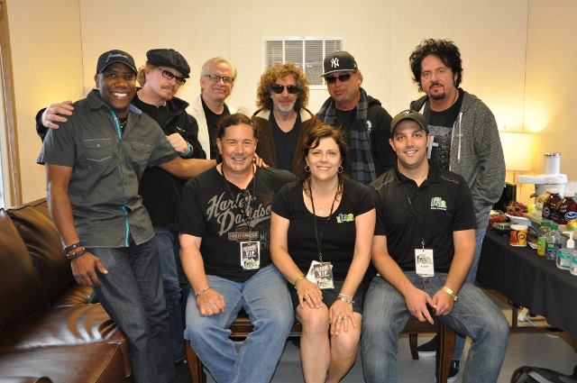 me, Derek and Blair posing with the members of Toto in 2013