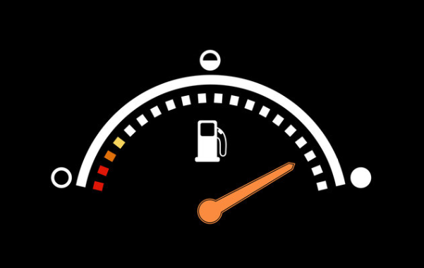 Car fuel gauge on full.