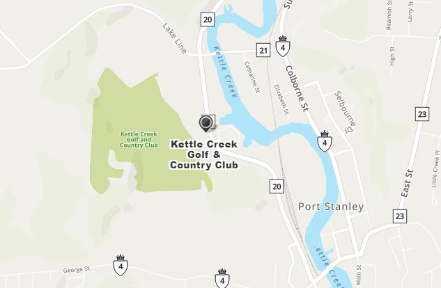 Map showing the location of Kettle Creek Golf Club