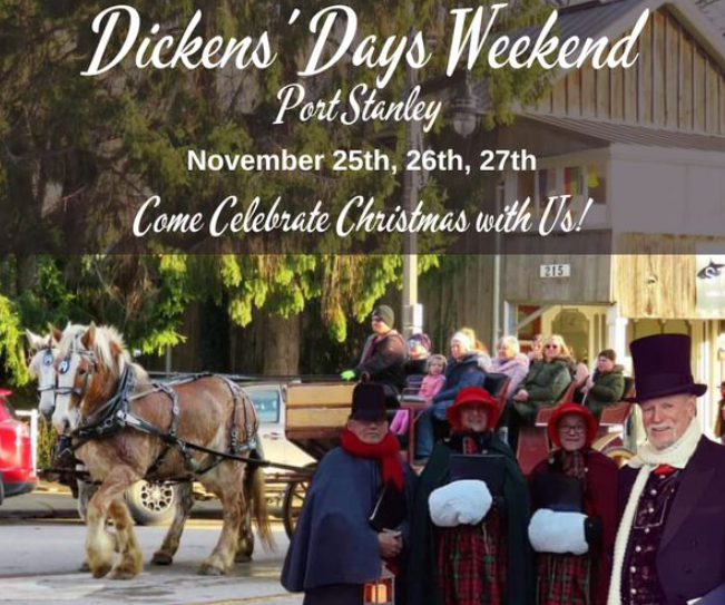 Dickens' Days meme showing the dates of November 25th, 26th and 27th. "Come celebrate Christmas with us!"