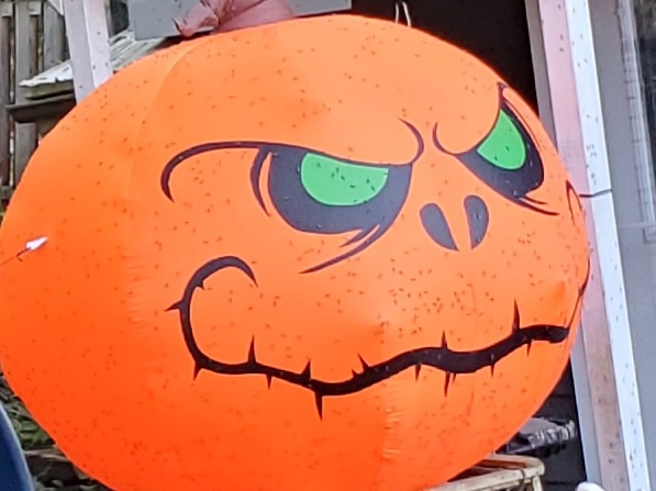 Giant inflatable pumpkin at a home on Boltville Place