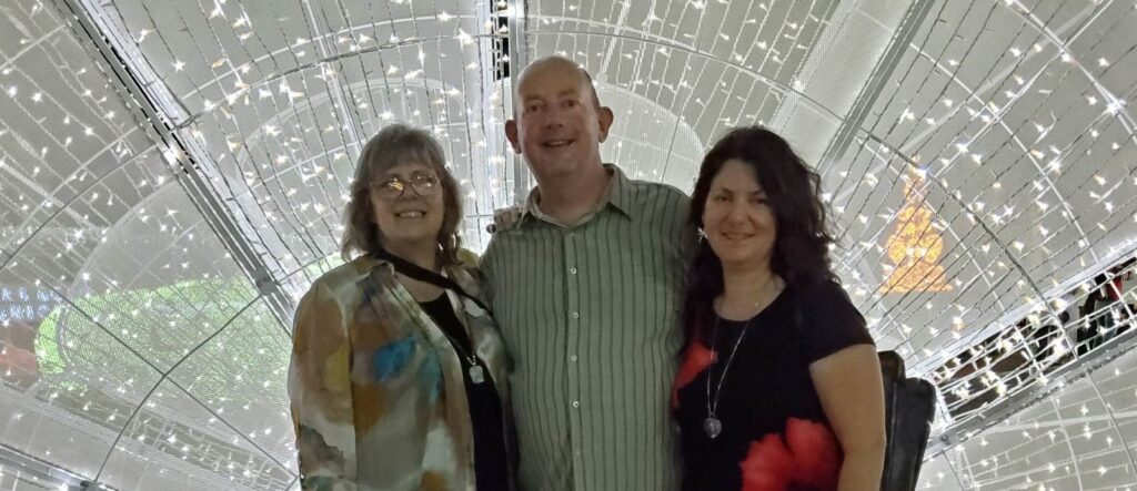 Me, Jeff and Laurie under a canopy of sparkling lights.