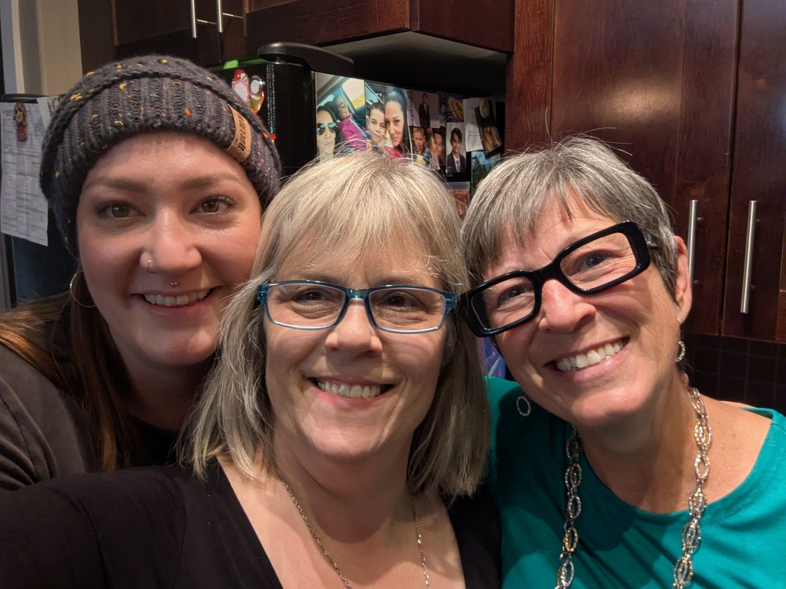 Me flanked by my cousin's daughter, Carly-Anna, and my cousin, Barbara-Anne.