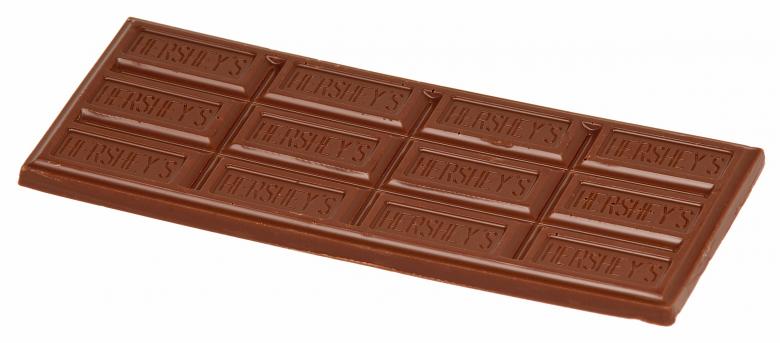 An unwrapped Hershey bar
