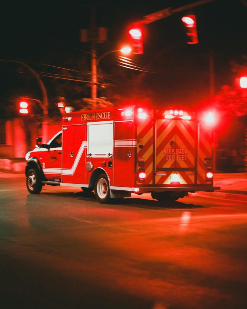 fire truck on the road