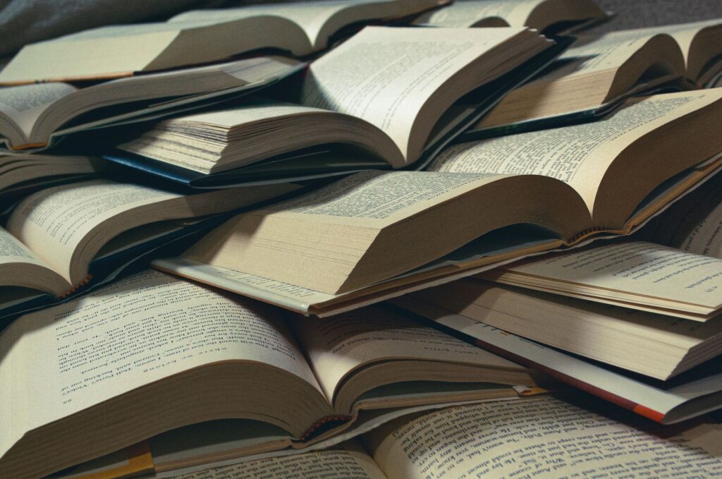 stacked opened books